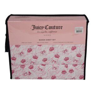 Juicy Couture Queen Sheet Set 4 Pillowcases Marble Hot Pink Microfiber Soft Styl